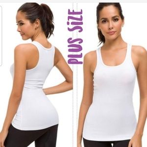 PLUS White Racerback Solid Stretchy Basic Tank Top